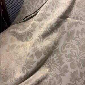 Drapes for one window Elegant Damask Jacquard Fabric - Ivory and Champagne